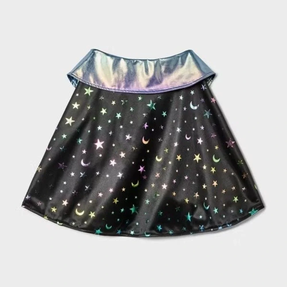 Boots & Barkley Night Sky Dog Cape‎ Costume L/XL Iridescent Star Moon Black NEW